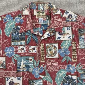 Vtg 2006 Reyn Spooner Mele Kalikimaka Sz 2XL Popover Hawaiian Christmas 50th Red